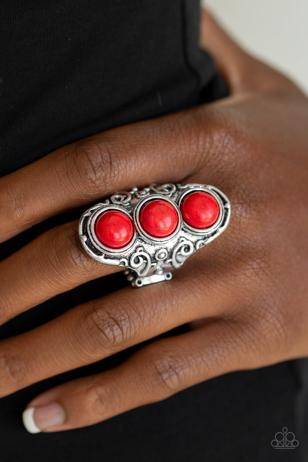 Triple Stone Red Ring