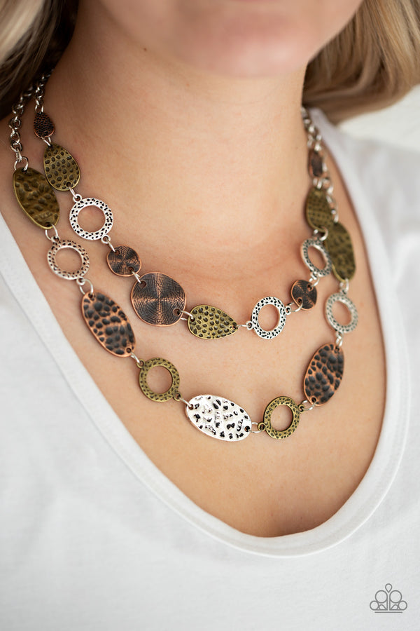 Triple on texture necklace