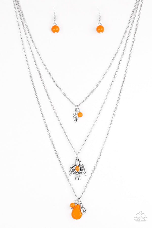 Soar With The Eagles - Orange Necklace