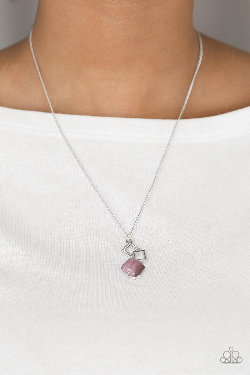 Stylishly Square- Purple Necklace