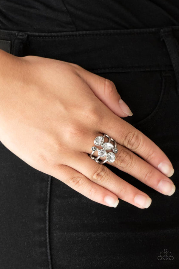 Silver White Rhinestones Ring