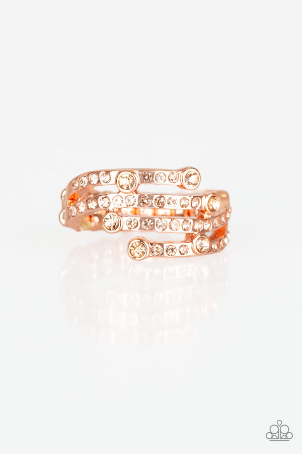 Peach Rhinestone Copper Ring