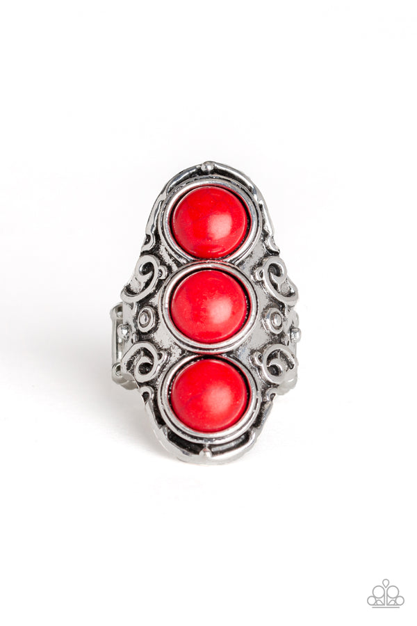 Triple Stone Red Ring