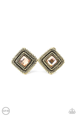 Fashion Square - Brass Earrings