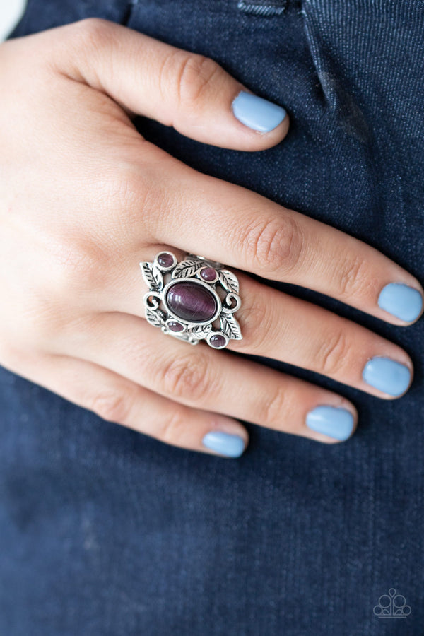 Purple & Silver Leaf Ring