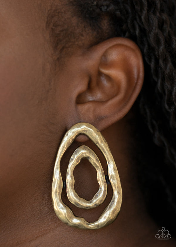 Ancient Ruins - Brass Earrings Paparazzi