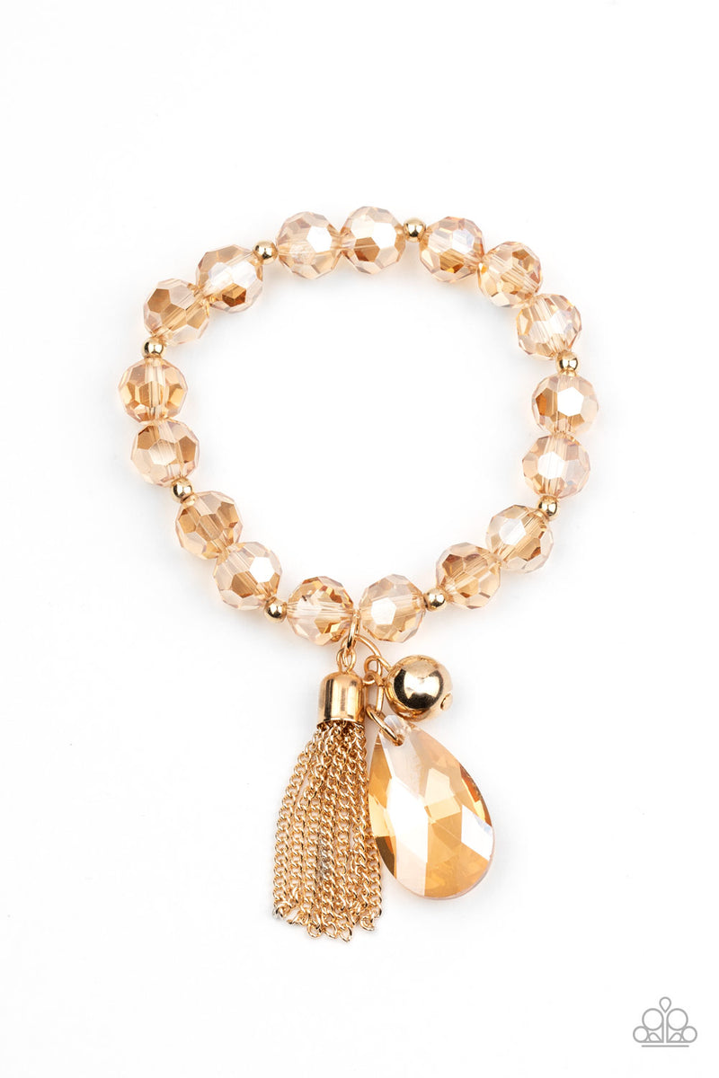Gold bead and tassel bracelet