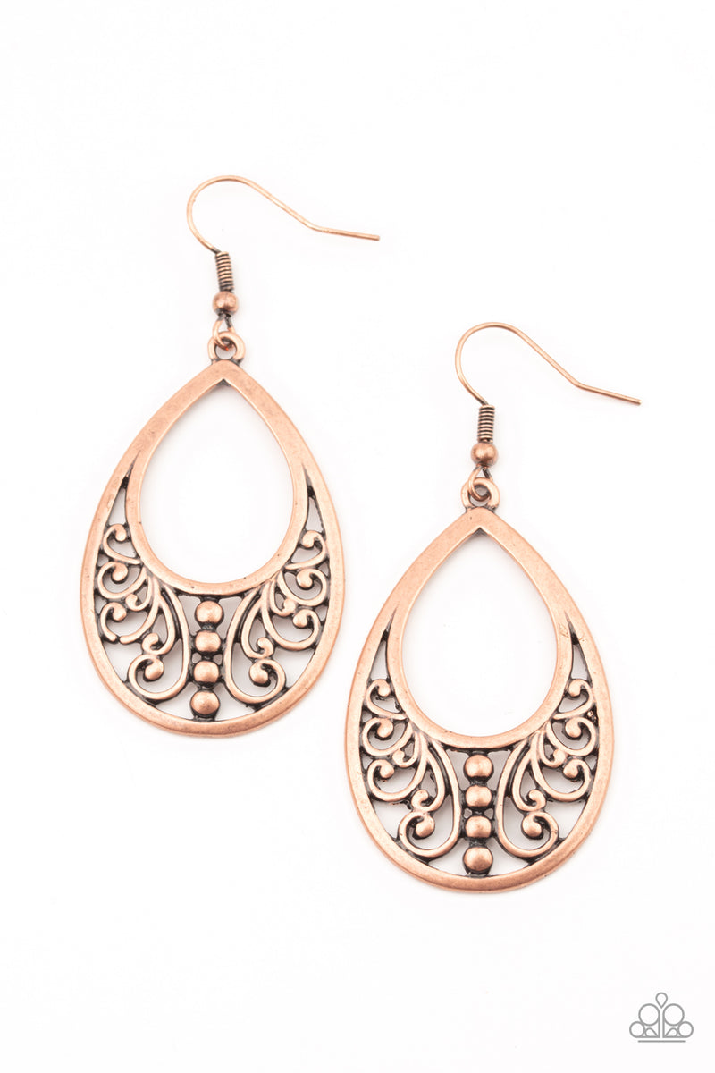 Stylish Serpentine - Copper Earrings