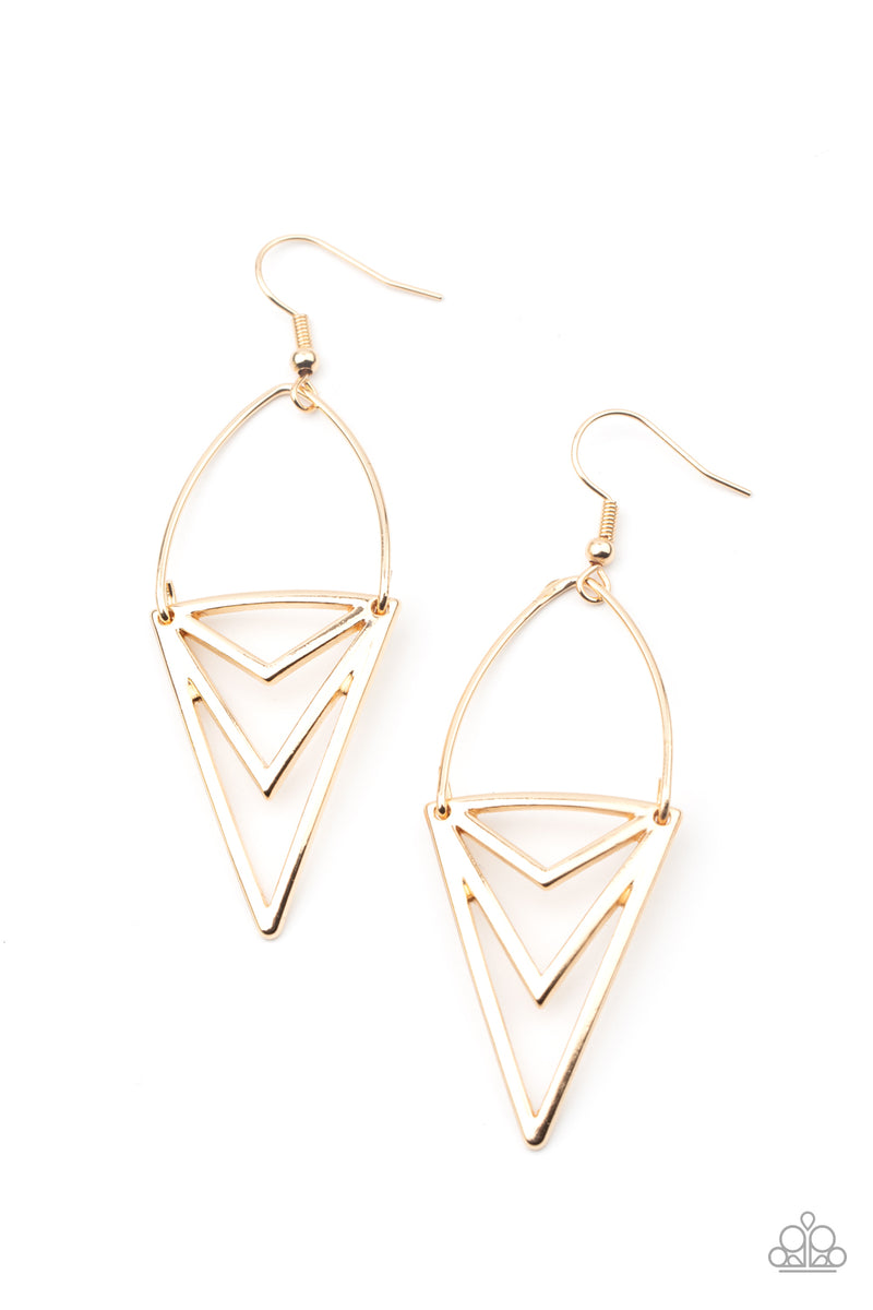 Proceed With Caution - Gold Earrings