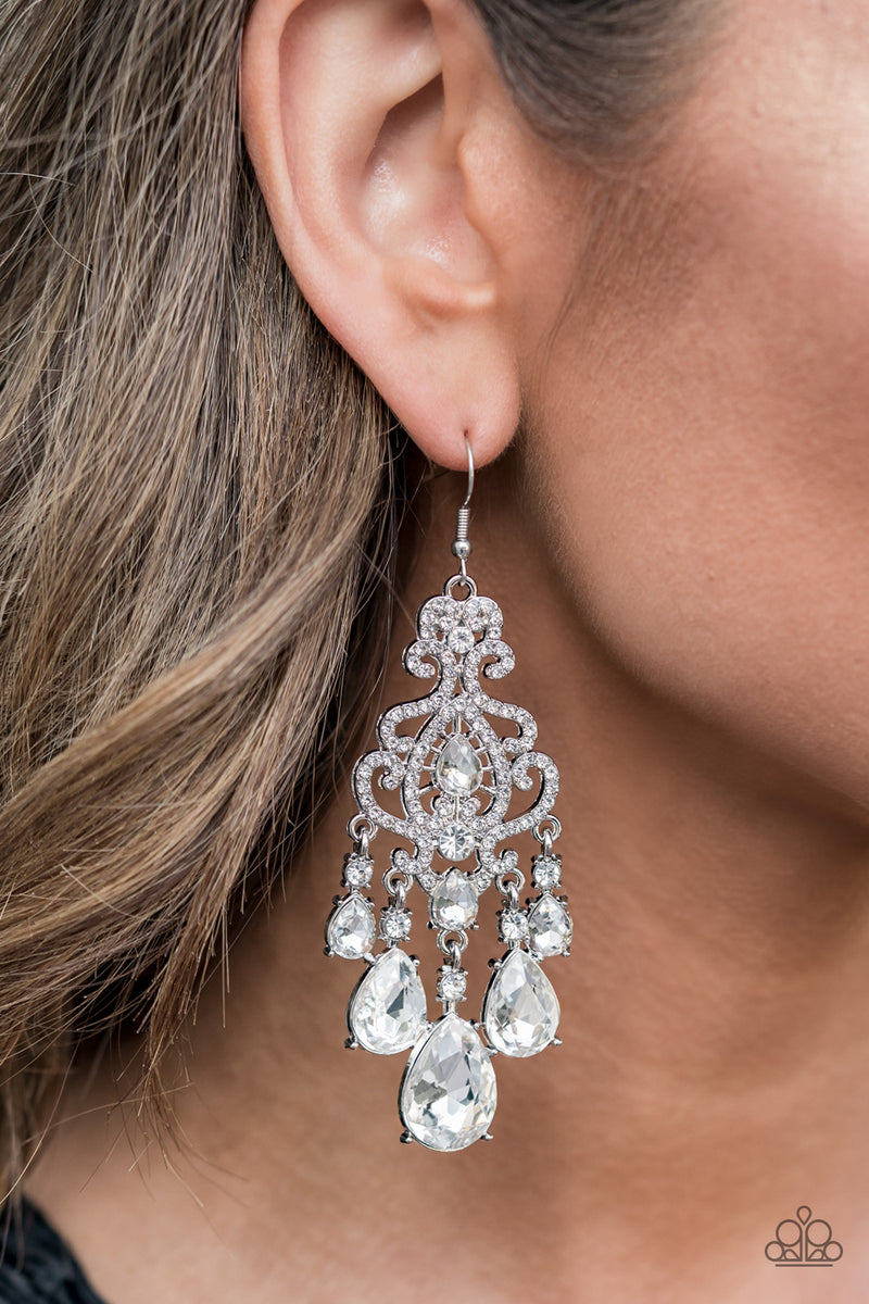 Queen Of All Things Sparkly - White Earrings