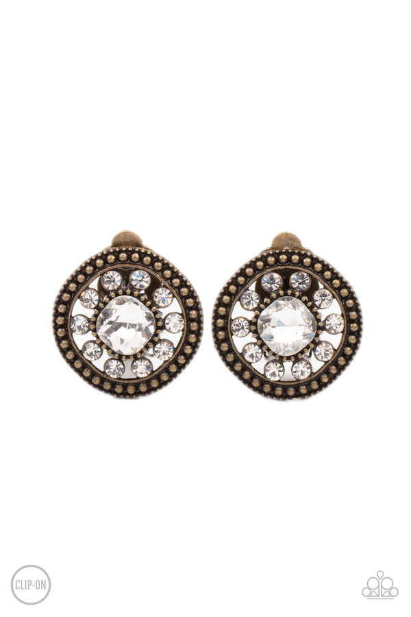 Dazzling Definition - Brass Earrings