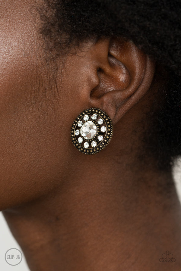 Dazzling Definition - Brass Earrings