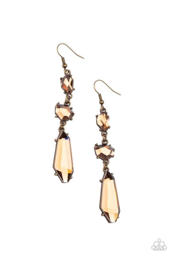 Sophisticated Smolder - Brass Earrings