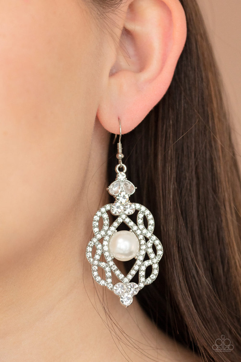 Rhinestone Renaissance - White Earrings