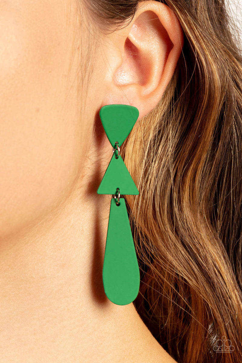 Retro Redux - Green Earrings