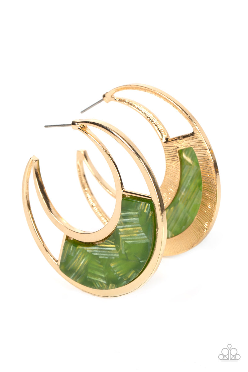 Contemporary Curves - Green Earrings