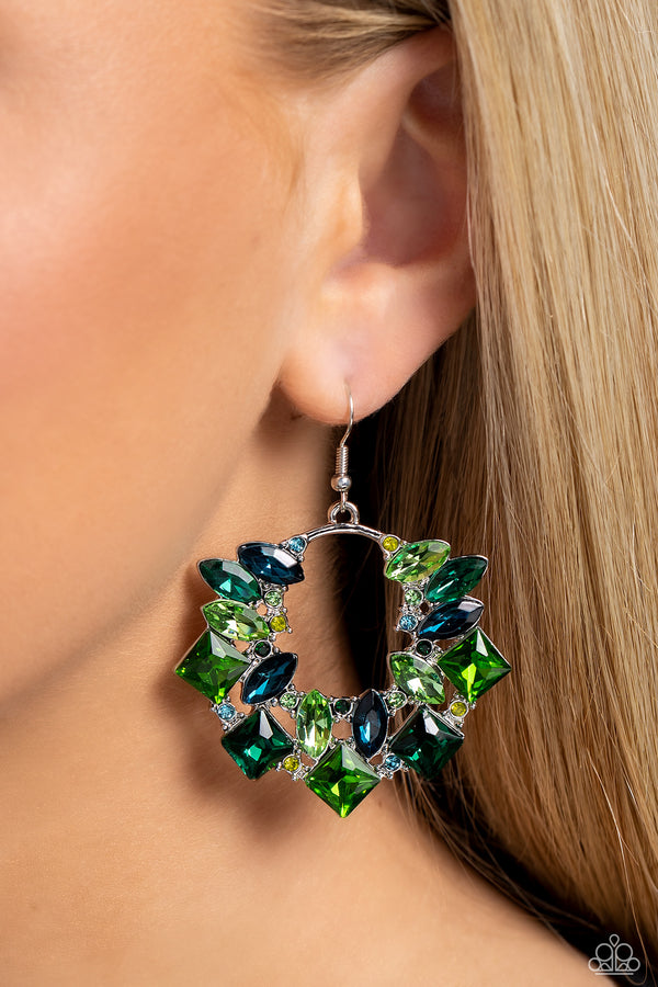 Wreathed in Watercolors - Green Earrings