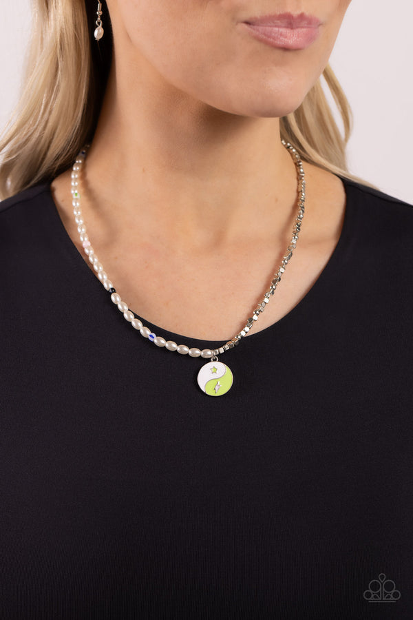 Youthful Yin and Yang - Green Necklace
