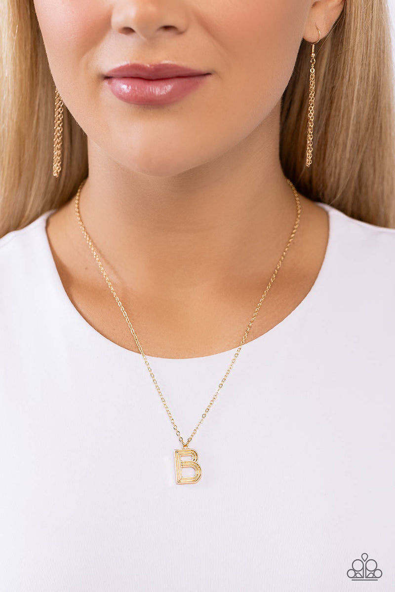 Leave Your Initials - Gold - B Necklace