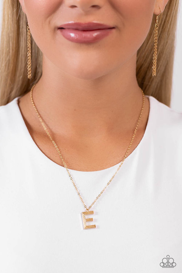 Leave Your Initials - Gold - E Necklace
