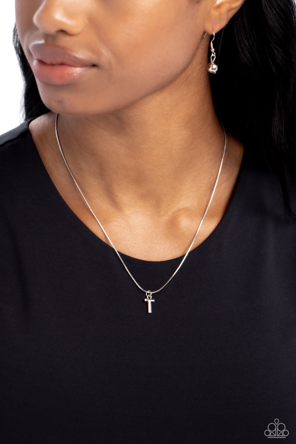 Seize the Initial - Silver - T Necklace